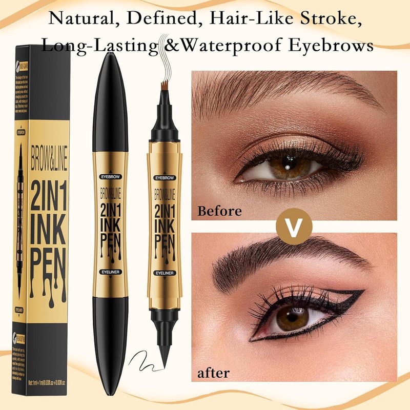 Magic Eyebrow Pencil, 2 in 1 Upgrade Multifunction 3D Microblading
