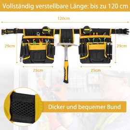 BQKOZFIN Tool Belt,Magnetic Tool Pouch, Heavy Duty Padded Tool Belts for Men,Detachable & Adjustable Tool Pouch Bag for Electrician, Carpenter, Construction