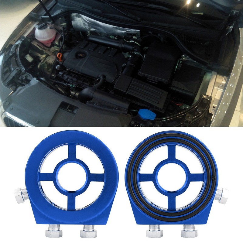 Blue Aluminum Universal Oil Filter Temperature Cooler Gauge Sandwich Plate