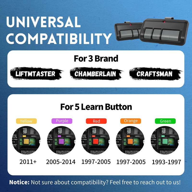 2 for Chamberlain LiftMaster Craftsman Garage Door Opener Remote 893LM