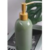 Soap Dispenser Bottle Ceramic with Gold Pump,Green and Gold Dish