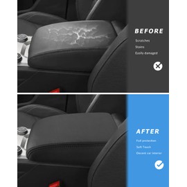 INTGET for 2024 Volkswagen/VW Atlas Center Console Cover Leather Arm Rest Cover Middle Console Cover Central Armrest Lid Protector for 2024 Volkswagen VW Atlas Interior Accessories (Black Leather)