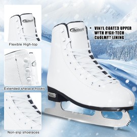 BASYNOL Nattork Womens Figure Ice Skates,Recreational Ice Skates with Stainless Steel Blade,Lace Up Adult Figure Skate Ice Hockey Skates for Outdoor,Figure Ice Skate Shoes for Youth and Adult