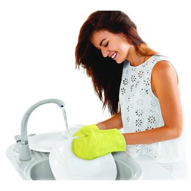 Jokari 1 Size Fits All Oversized Waterproof Dish Washing Scrub Mitts. Easy On and Off Textured Scrubbing Foam Gloves Clean Dishes, Pots Pans and Keep Hands Dry