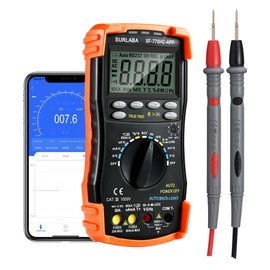 SURLABA 6000 Counts Bluetooth Digital Multimeter, Auto-ranging TRMS Volt Meter for AC/DC Voltage, Current, Resistance, Diode Test, Temperature, Capacitance with Lamp NCV, Orange