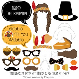 Big Dot of Happiness Give Thanks - Thanksgiving Party Photo Booth Props Kit - 20 Count