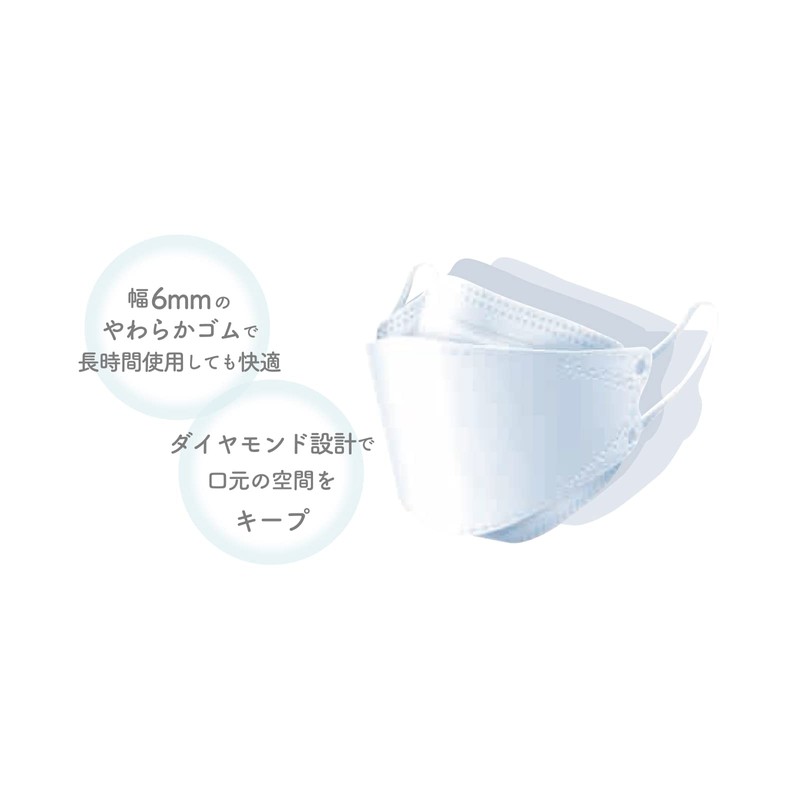 B& ル・シエルマスク ダイヤモンド型立体マスク 個包装タイプ ホワイト 50枚入 メディトラスト