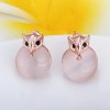 LZD 18K Rose Gold Epoxy Cateye Drop Stud Earrings L94