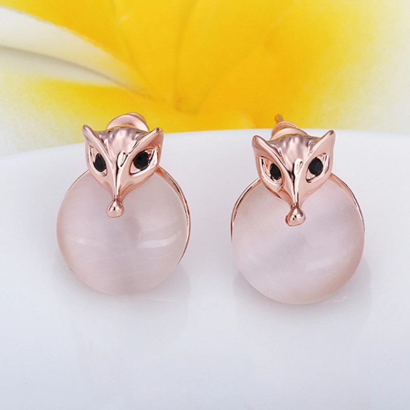LZD 18K Rose Gold Epoxy Cateye Drop Stud Earrings L94