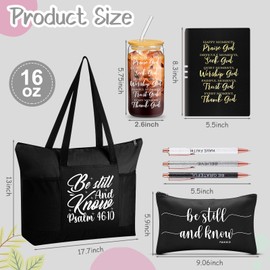Shinylin 7 Pcs Christian Gift Set for Women Inspirational Presents with Glass Cup, Tote Bag Makeup Bag Notebook Pen(Black)