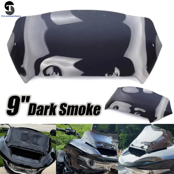 Protek Smoke 9'' Windshield Windscreen Dark For Harley Road Glide