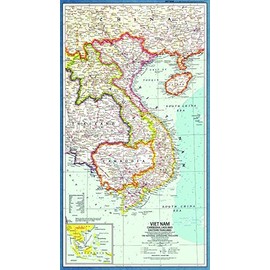 National Geographic: Vietnam, Cambodia, Laos and Eastern Thailand 1965 - Historic Wall Map Series - 11.25 x 20.5 inches - Paper Rolled