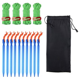 TRIWONDER Estacas de Aluminio & Tensores con Cuerda Paracord Reflexiva Durable para Tiendas de Campaña Toldo al Aire Libre (Verde-1)