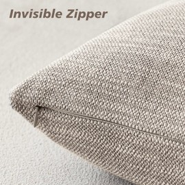 Foindtower Set of 2 Decorative Textured Burlap Linen Throw Pillow Covers Farmhouse Boho Cushion Cover Solid Accent Pillowcase for Couch Sofa Bed Living Room Home Decor,18×18 Inch,Light Grey