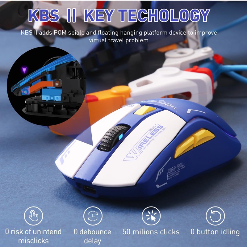 DAREU A950 Wireless Gaming Mouse with RGB Charging Dock,88g Lightweight