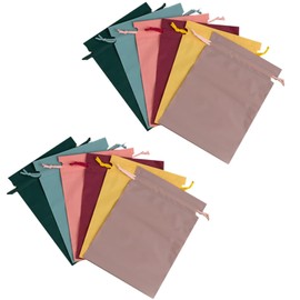 Zhooooonglf Multicolor Set of 12 Waterproof Drawstring Bag PE Plastic Folding Travel Storage Use Combine Travel Shoe Bag Waterproof Trip Bags Clothes Drawstring Shrinkable Closure Luggage