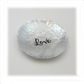 Cathedral Art From The Heart Love Trinket Dish Hammered Metal Bright Silver Finish Gift Boxed