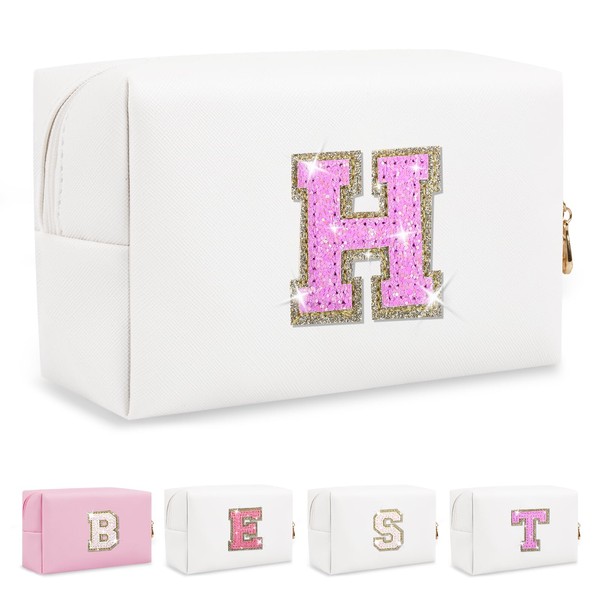 Biileen - Bolsa de maquillaje pequeña con letra inicial personalizada,