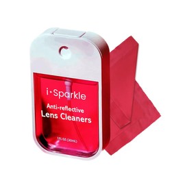 OPTIPAK I-Sparkle Anti-Reflective Lens Cleaner Spray kit | (1x) 1oz Glasses Cleaner Spray + (2X) Microfiber Cloth for Eyeglasses, Sunglasses, Lenses, Screens and Camera Cleaning Kit (3 Piece Set)