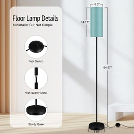 BoostArea Floor Lamps for Living Room, Modern Green Floor Lamp, LED Corner Floor Lamp with Linen LampShade, Standing Lamp for Bedroom/Office/Study Room/Farmhouse(Bulb Not Included)