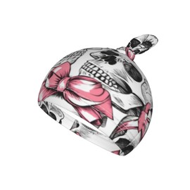 KiuLoam Pink Bow Skull Newborn Swaddle Set with Matching Hat, Newborn Receiving Blanket Soft Unisex Infant Swaddle Wrap for Baby Boys and Girls