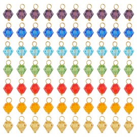 WADORN 140Pcs 7 Colors Clear Crackle Glass Drop Beads, Crystal Dangle Charms Faceted Glass Charms for Jewelry Making Bicone Glass Beads Pendants for DIY Necklace Earrings Making 10x6mm