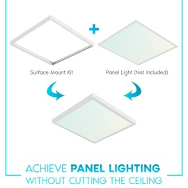 LUXRITE 2x2 FT Surface Mount Kit for Light Panel, Aluminum Flush Mounting Bracket Kit, Durable, 24x24 LED Panel Light Frame for Ceiling - White
