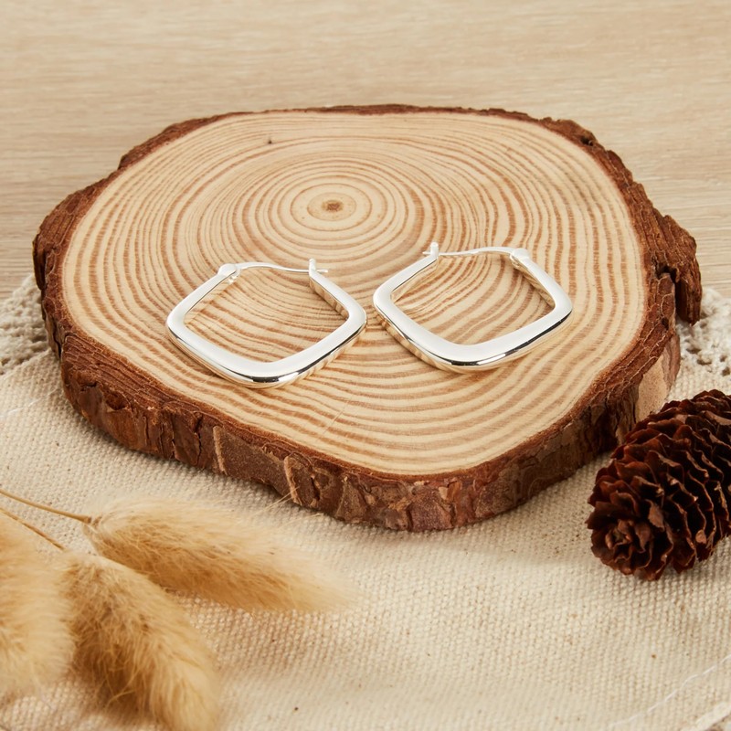 Philip Jones Silver Plated Medium Chunky Hoop Earrings