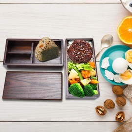 Bento Box, Wooden Lunch Box, Japanese Style, Double Layer, Rectangular Food Container for Picnic, Sushi, Gifts for Women