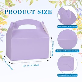 DjinnGlory 36 Pack Purple Party Favor Treat Boxes, Paper Gable Boxes, for Baby Shower, Birthday, Wedding Party 6.18 x 3.58 x 3.38 Inches