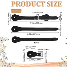 GORGECRAFT 2PCS Single Ply Spur Straps Black Genuine Leather Western Adjustable Cowboy Boots Band 7-10 Inch Detachable Buckle Shoelace Ankle Shoe Strap Belt for Men Women Horse Riders High Boots