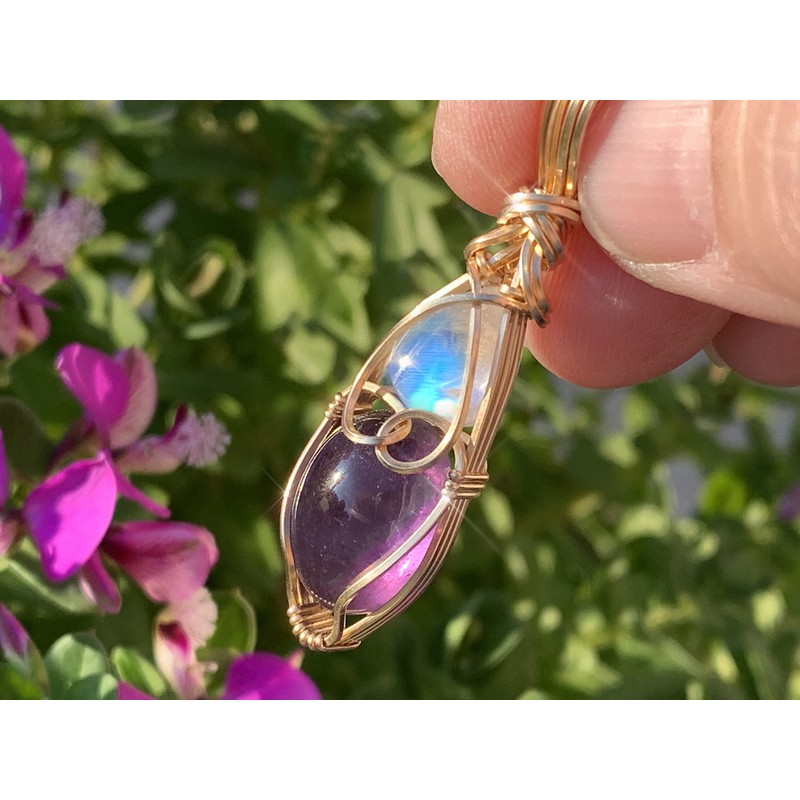 Amethyst Moonstone Pendant (gold-filled)