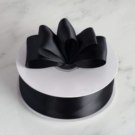 IHKFILAN Double Faced Satin Ribbon 3/8Inchx100Yards Double Sided Solid Polyester Ribbon for Gift Wrapping Party Hair Braids Bow Decoration Floral Arrangement Craft Supplies, Black