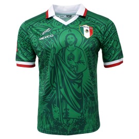 Men Jersey Mexico San Judas Design Multiple Colors Short Sleeve V-Neck (US, Alpha, Small, Regular, Regular, Green)