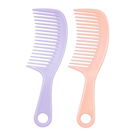 Jurrissa Wide Tooth Comb,Detangler Combs for Curls,Straight,Long,Thick,Short Hair -Women Hair Comb for Detangling,Smoothing-Hair Combs Set for Wet&Dry Hair,Shower Comb with Hole(Pink&Purple)