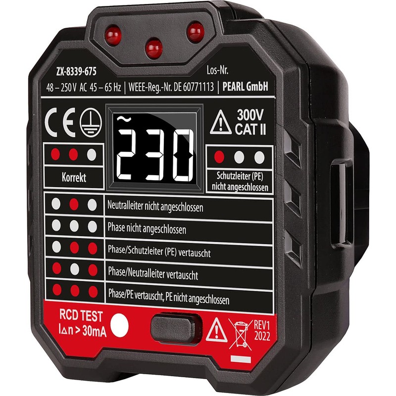 revolt Socket Tester German: Set of 2 Socket Testers, LCD