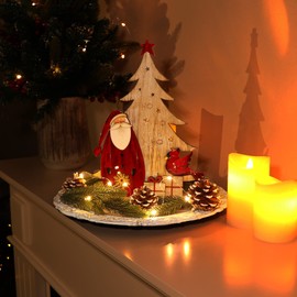 com-four® Decorative display for Christmas - Santa Claus made of lacquered wood - Premium Christmas decoration to put up (01 pieces - Santa Claus 33cm)