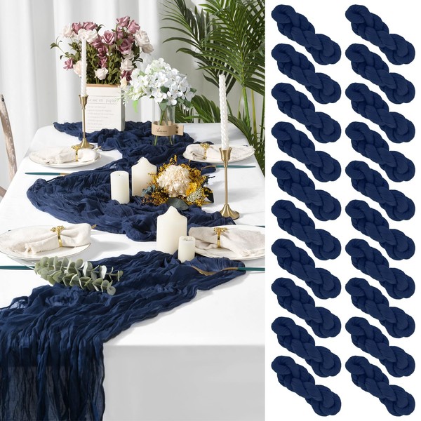 Lykoow 20 Packs Cheesecloth Table Navy Blue, 72in Dark Blue
