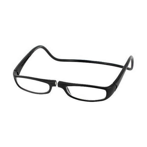 CliC Magnetic Reading Glasses, Computer Readers, Replaceable Lens, Adjustable Temples, Euro, (Black, 1.25 Magnification)