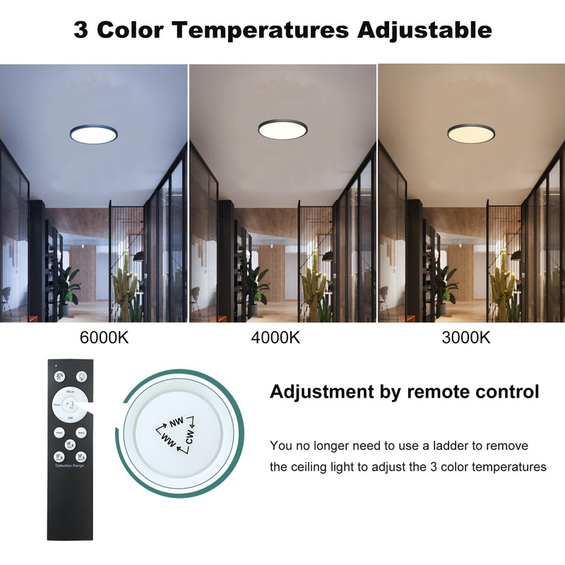 12 Inch Motion Sensor Ceiling Light Indoor Wired, Motion Activated