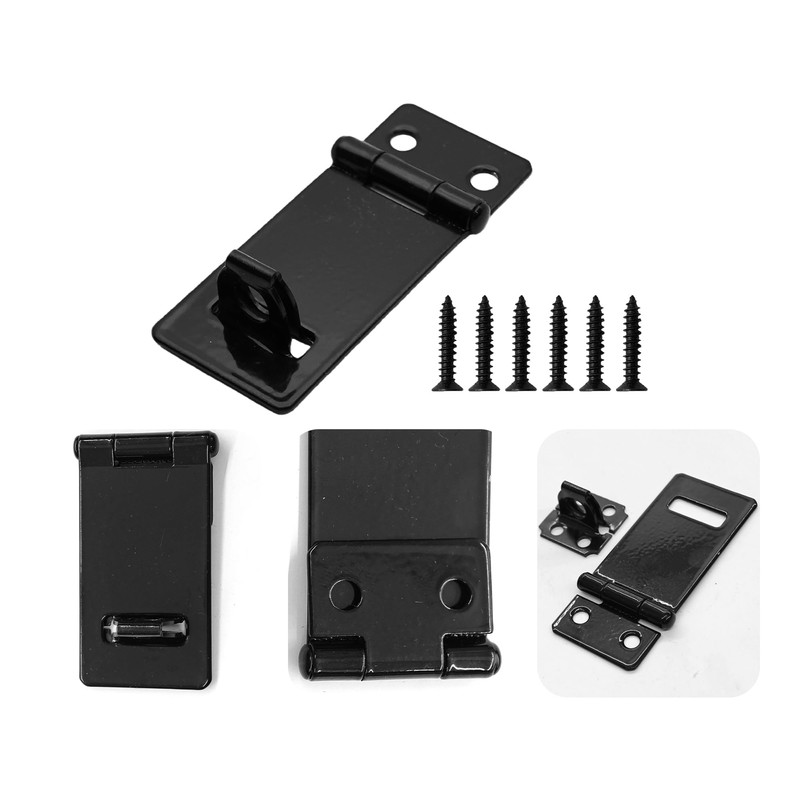 bociloy 6PCS 2 Inch Padlock Hasp Latch, Black Iron Door