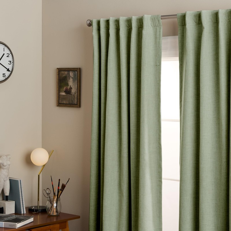 TOWN & COUNTRY LUXE Davos Solid Linen Texture Indoor Curtains,