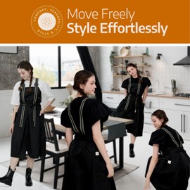 Soo Sun Professional Apron with Elastic Straps, Full Coverage Wraparound Design, 2 Pockets -Kitchen, Salon, Craft, Artist -L/XL