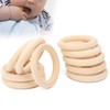 Atyhao 10Pcs 65mm Wooden Teether Rings, Natural Wood Loop Ring