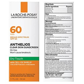 La Roche-Posay - Protector solar Anthelios Clear Skin SPF 60, 1.7 onzas líquidas Oz.