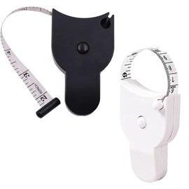 Tape Measure Body Tape Set, 2 Pieces Retractable Tape Measure Includes Closure Pin and Push Button Black Body Measuring Tape Perimeter Measuring Tape Retractable for Sewing Tailor Fabric Body Measure