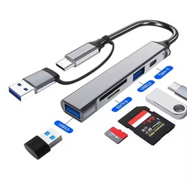 3&1 Bundle Includes 5&1 USB-C, USB 2.0, USB 3.0, Micro-SD, Standard-SD Docking Station with Complementary 32GB Micro-SD Card and 4 EA Silicone Data Cable Ties