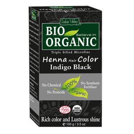 Indus Valley Bio Organic Natural Henna Hair Color Indigo Black 100gm| 100% Gray Hair Coverage And Long Lasting Hair Dye | Vegan and Cruelty-Free