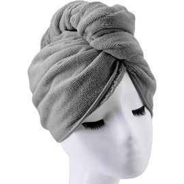 Polyte - Toalla Turbante para el Pelo - Microfibra - Gris Oscuro - 31 x 71 cm - Pack de 2
