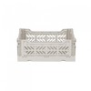 Ay-Kasa Folding Crate, Sturdy Folding Box, Plastic, Stackable, Light Grey,